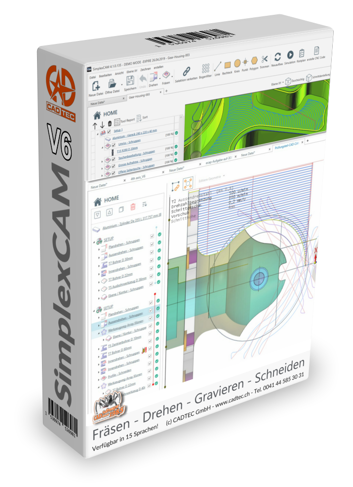 SimplexCAM CNC-Programm für Fräsen, Drehen, Bohren, Gravieren, Schneiden und Nesting